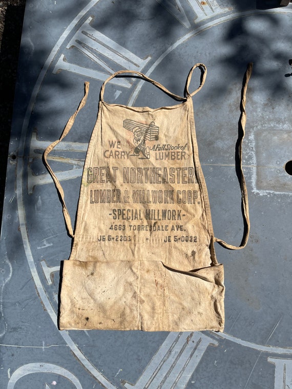 Vintage 1940 work apron artist smock cotton hardw… - image 3