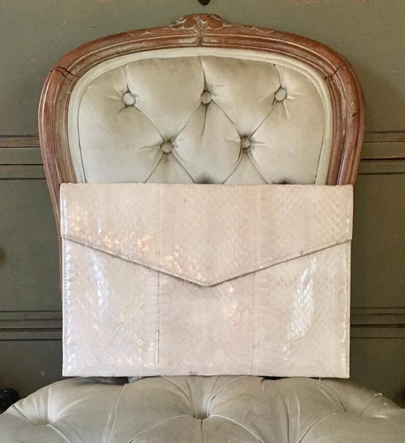 Fantastic Vintage 1970s leather clutch snakeskin … - image 1