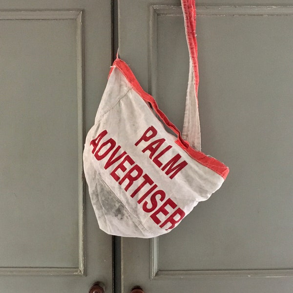 Vintage Newspaper Bag / Palm Advertiser newsboy bag