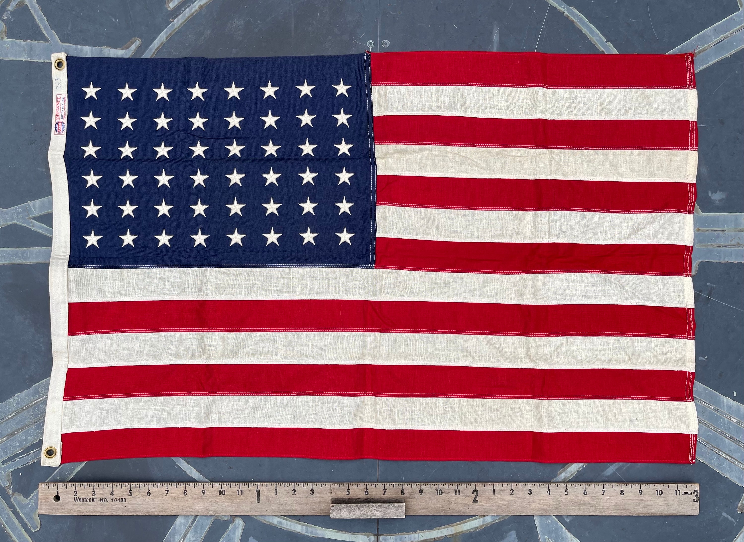 NICE Vintage American Flag 48 Star Cotton 2'x3' Embroidered Stars