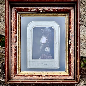 Antique Victorian cabinet card, paired with contemporary fashion photo in antique frame