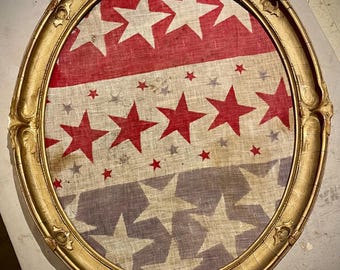 Rare antique American flag bunting Beautifully presented period gold  frame 19th century 24x21 America 250