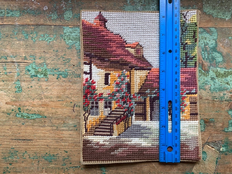 I just love this little needlepoint Home sweet home 1980\u2019s MCM modern house