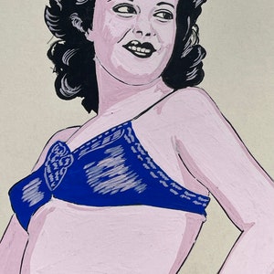 Beautiful vintage pinup original painting on board 1956 perfect to frame!
