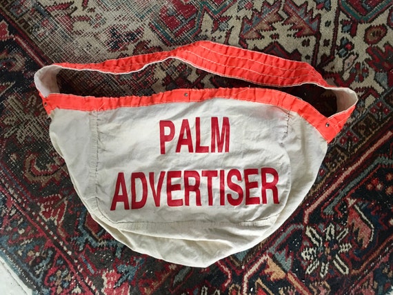 Vintage Newspaper Bag / Palm Advertiser newsboy b… - image 1