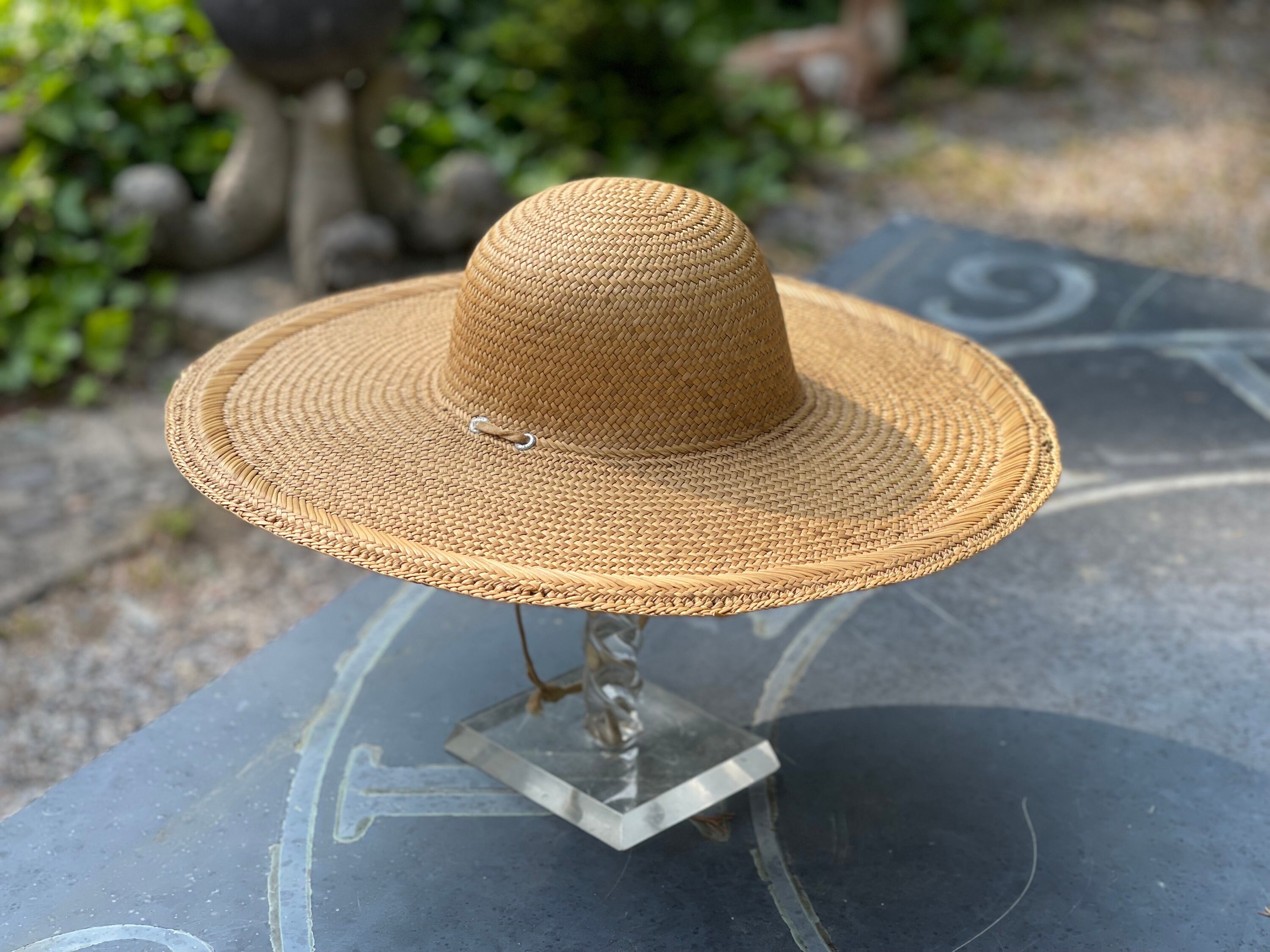 7 1/8 Vintage 40s 50s Fishing Wide/ Long Brim Bill Hat Khaki