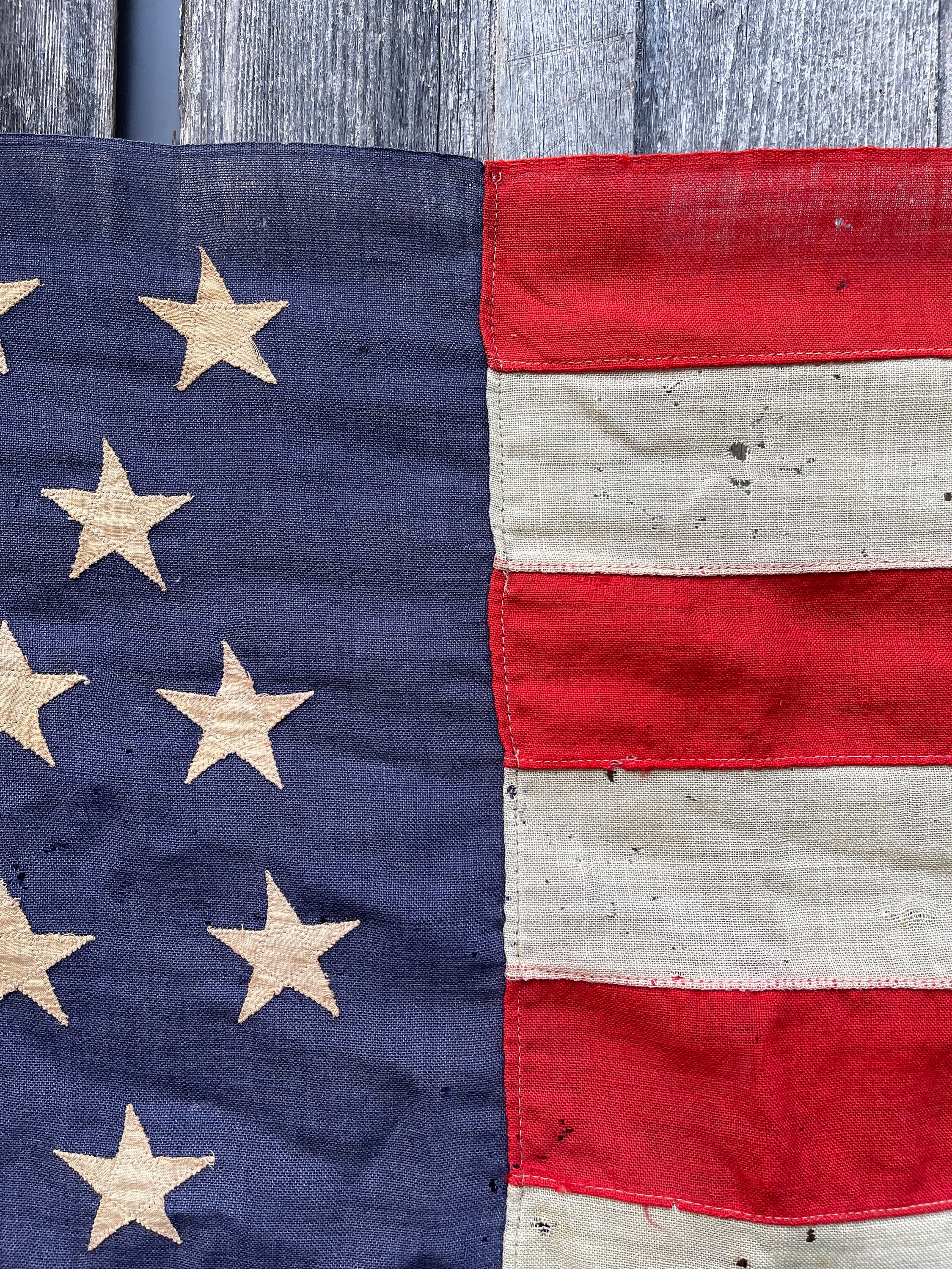RARE 46 Star Antique American Flag Circa 1908 All Sewn Wool Hard