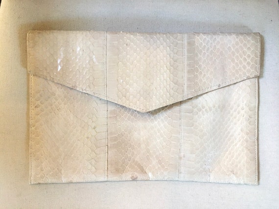 1970s large snakeskin Python envelope purse - Gem
