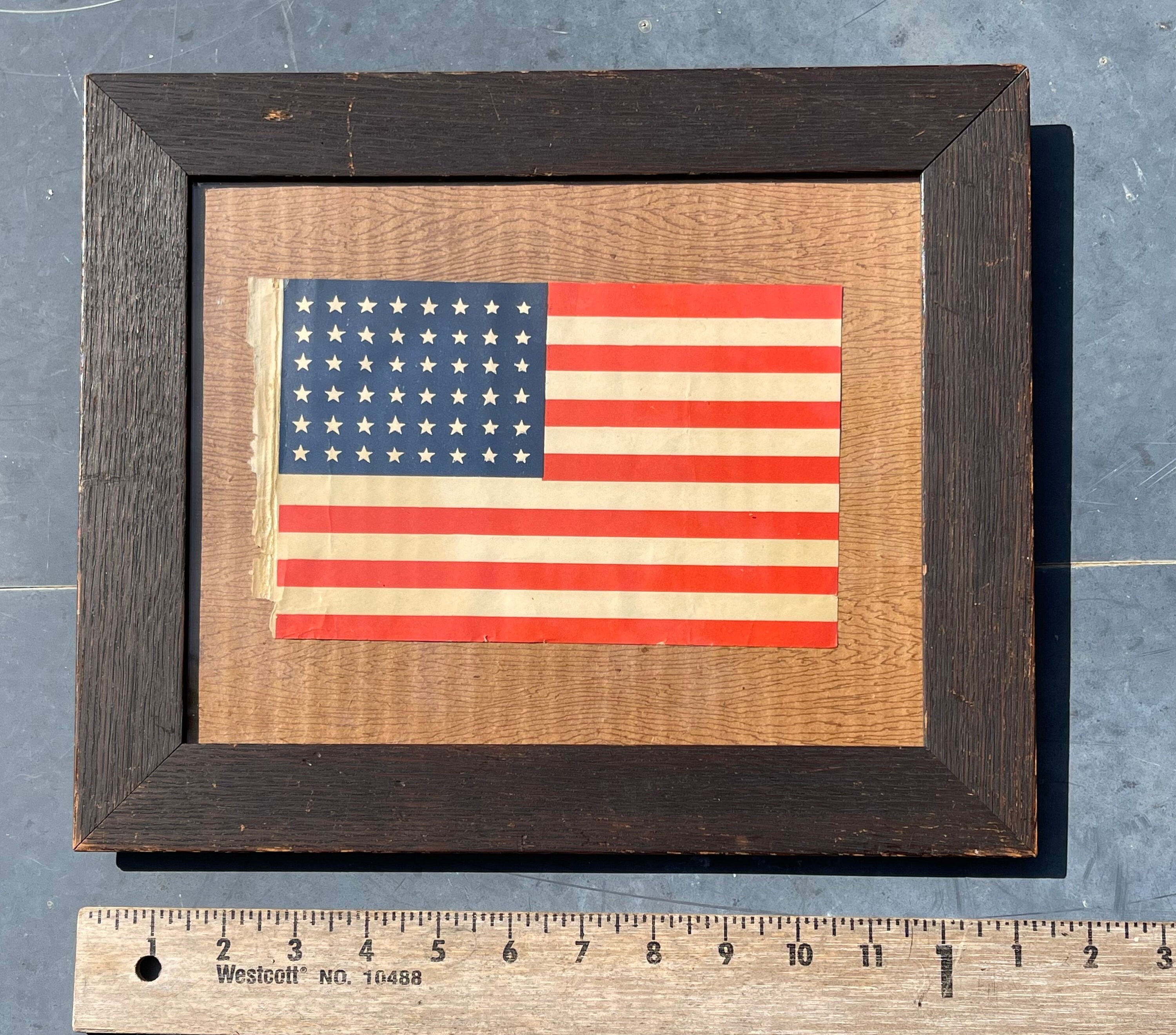 Vintage 48 Star American Flag 1940 in Vintage 1880's Walnut Frame