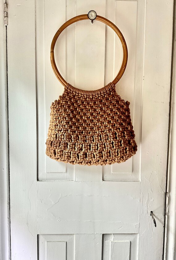 Vintage 1960s giant macrame purse