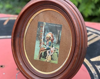Authentic antique Native American photo postcard 1909 beautifully presented in antique period frame
