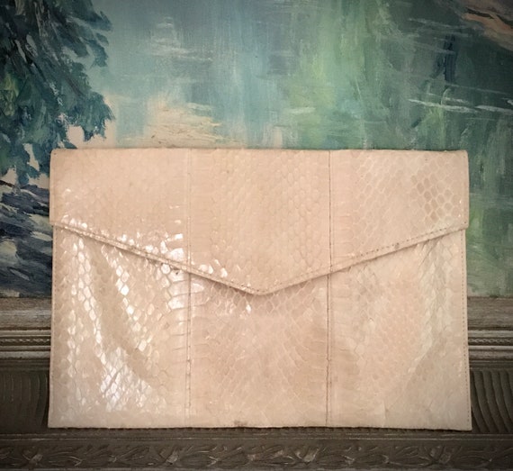 1970s large snakeskin Python envelope purse - Gem