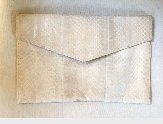 Fantastic Vintage 1970s leather clutch snakeskin … - image 9