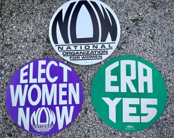 Set of 4 large Vintage cardboard 1992 feminist Women's Rights protest signs two-sided 24” National Organization for Women / NOW