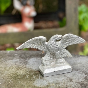 Fantastic antique cast iron eagle architectural element in old silver paint