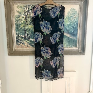 Authentic 1920s sheer floral flapper dress, open size, ethereal and beautiful!