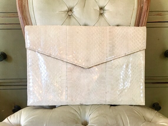 Fantastic Vintage 1970s leather clutch snakeskin … - image 8