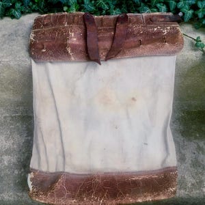 Antique military postal supply bag backpack leather and heavy canvas