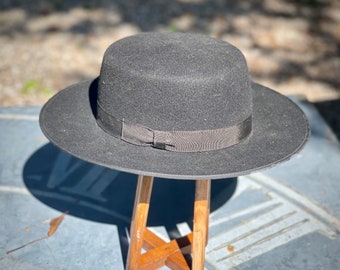 Vintage black felt hat Amish winter hat festival hat boho hat