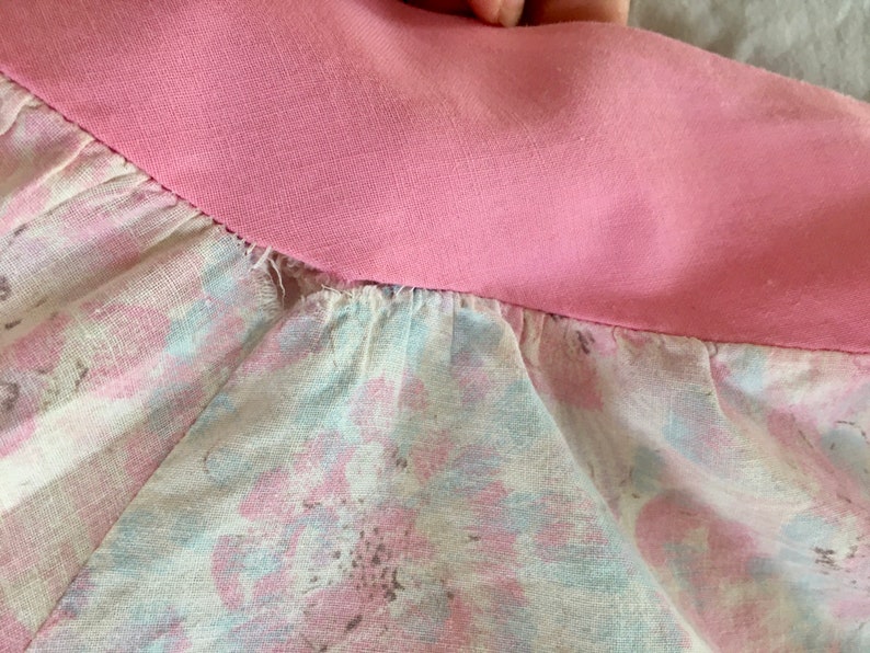 Vintage 1930s-1940s soft cotton handmade pale pink floral housedress sundress shift dress dustbowl era dress image 10