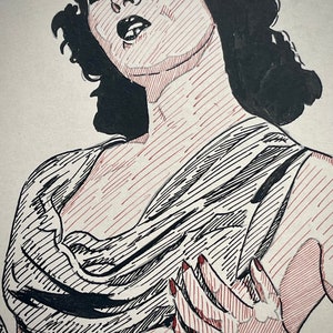 Beautiful vintage pinup original painting on board 1956 perfect to frame!