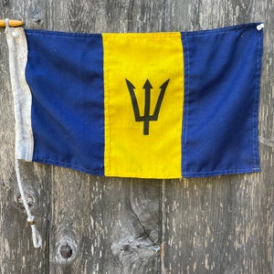 Vintage wool authentic yachting flag Barbados trident nautical flag