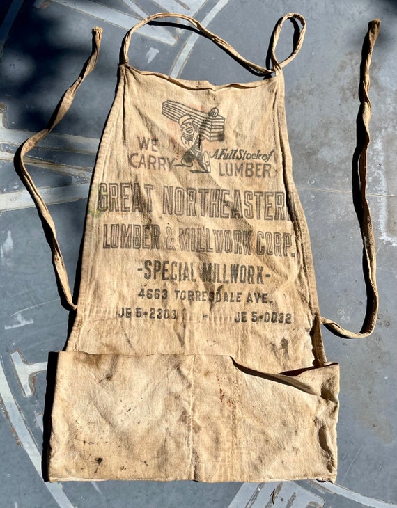 Vintage 1940 work apron artist smock cotton hardw… - image 2