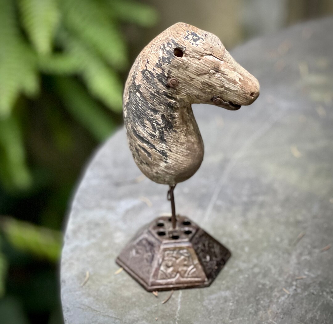 Antique Carved Wood Horse Head Mounted as Sculpture Vintage Folk Art ...
