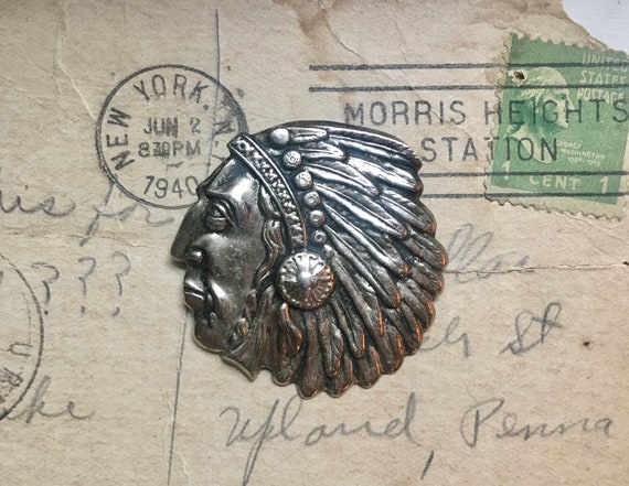 Vintage Native American chief pin - image 2