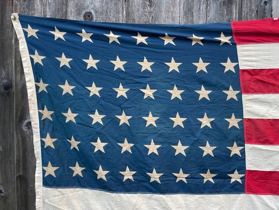 Vintage 48 Star American Flag 1930 Cotton Nice Fade and Wear 90
