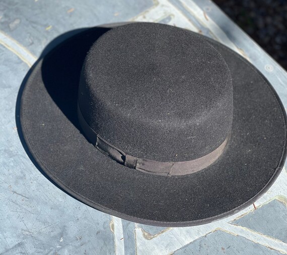 Vintage black felt hat winter hat festival hat bo… - image 3