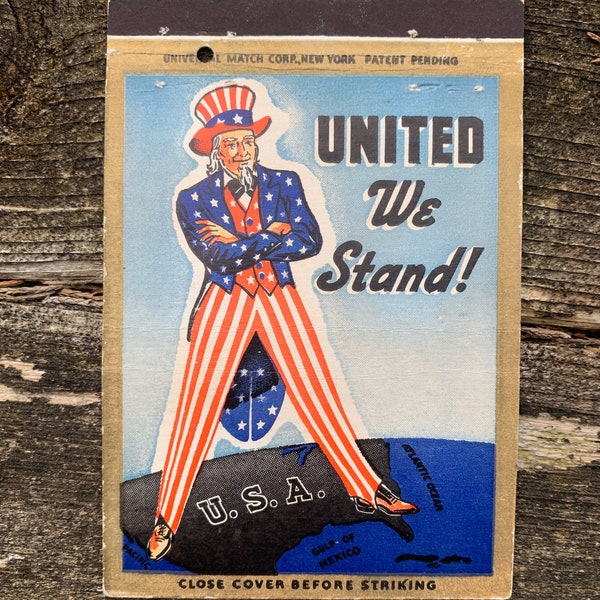 Large Uncle Sam matchbook cover. Suitable for framing. 1940’s