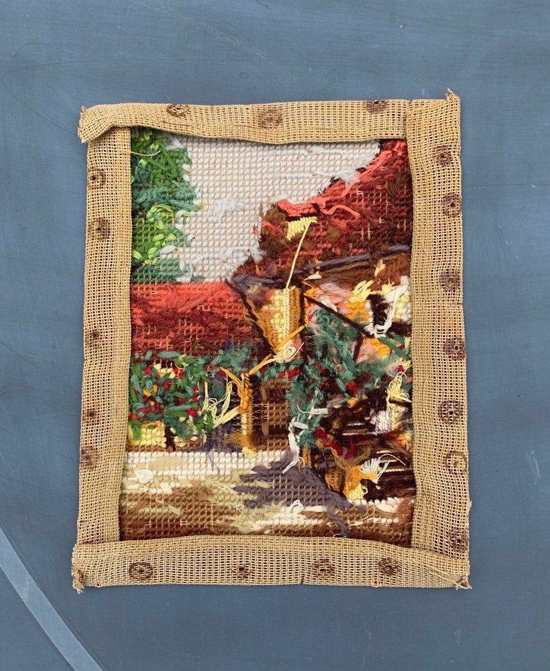I just love this little needlepoint Home sweet home 1980\u2019s MCM modern house