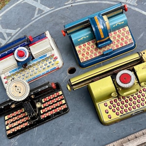 Great collection of real vintage toy typewriters perfect home office display. Up your Zoom Game.