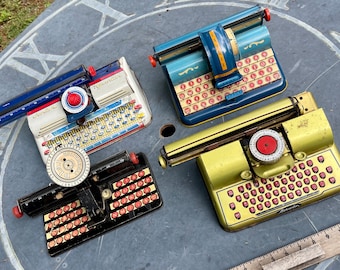 Great collection of real vintage toy typewriters perfect home office display. Up your Zoom Game.