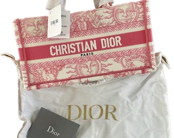 Authentic RARE Christian Dior mini Dioriviera East-West Dior Book Tote in pink Toile de Jouy Soleil embroidery new with dust bag, papers