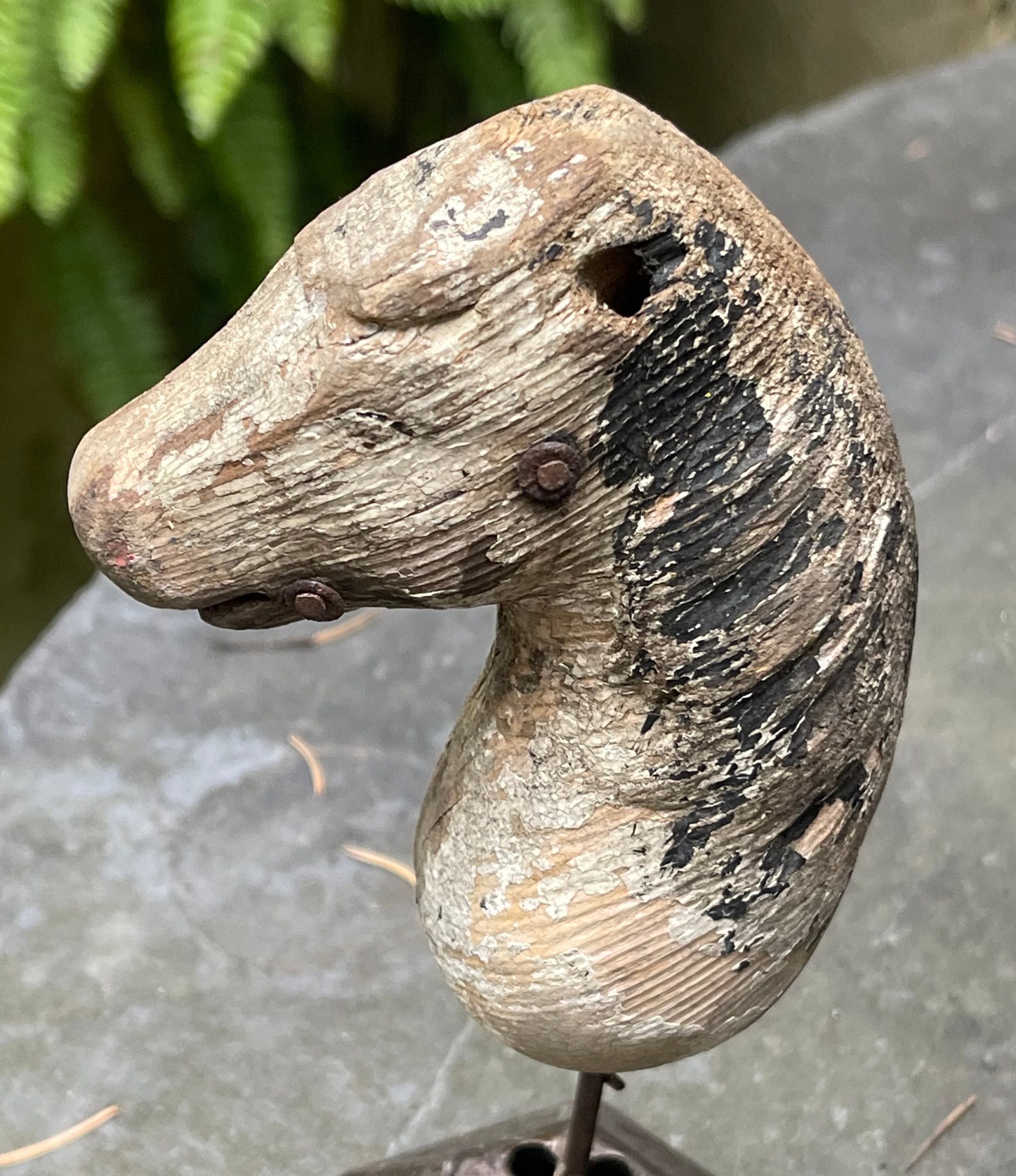 Antique Carved Wood Horse Head Mounted as Sculpture Vintage Folk Art ...