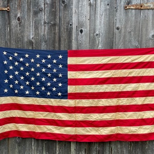 XL Vintage Cotton American Flag With Sewn Stars - Etsy