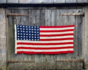 Rare antique 48 star American WW2 naval flag heavy cotton canvas Great size. Great condition