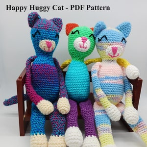 Pattern Only. Amigurumi Cat Crochet Pattern PDF, colorful cat pattern PDF, Cute cat crochet pattern image 1