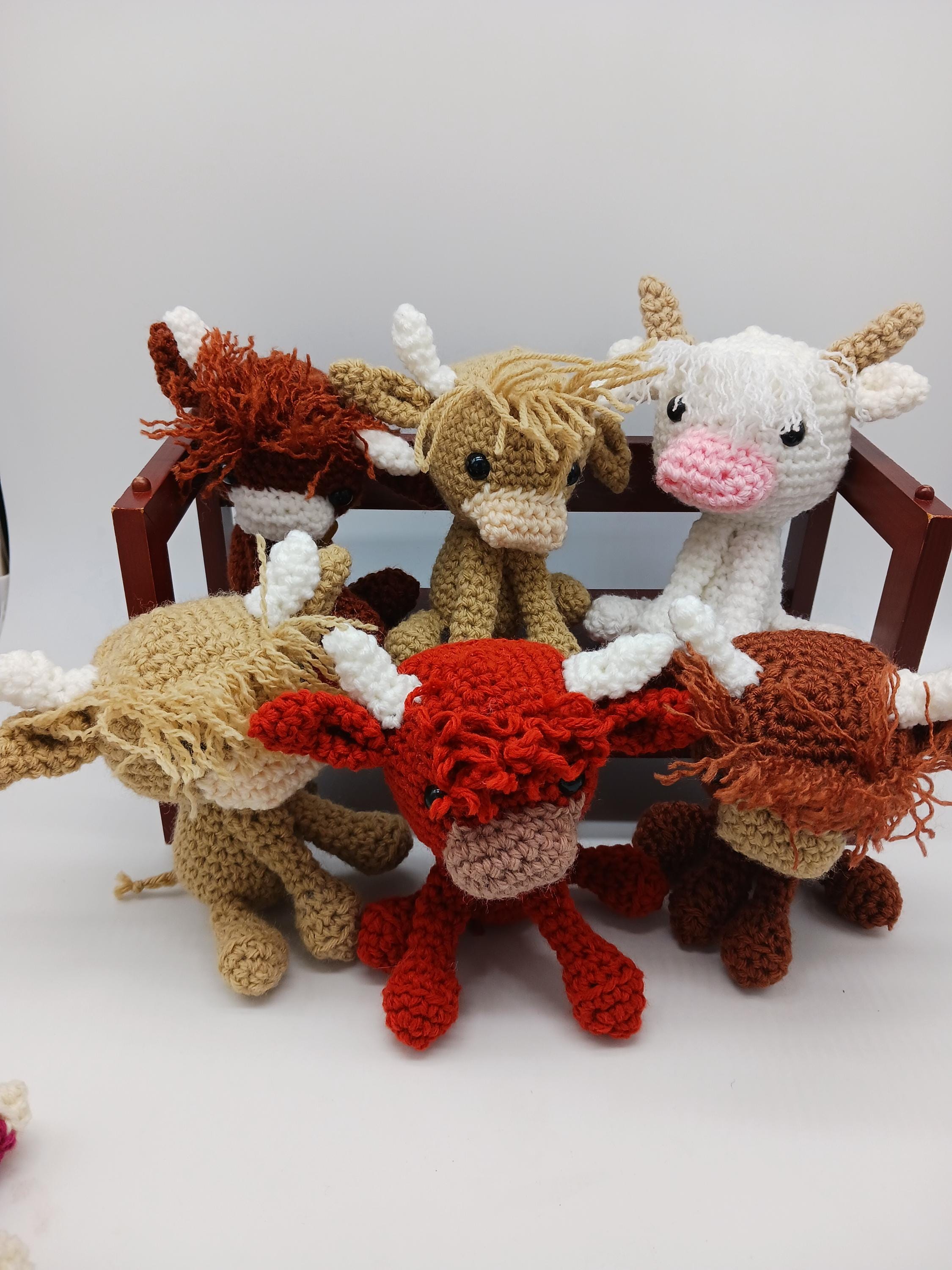 Highland Cow Plush, mini Scottish Highland Cow plush, handmade cow toy, shaggy cow plush, crocheted cow