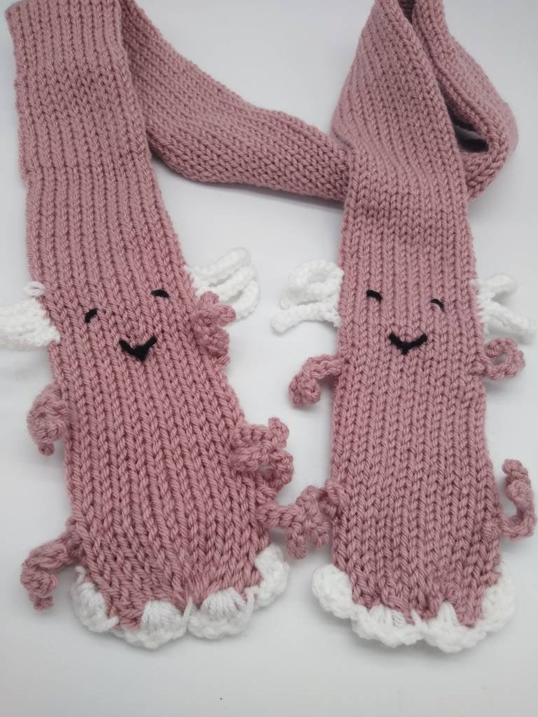 Pink Axolotl Scarf, Child Size. Knit Tube Scarf With Axolotl Faces Etsy