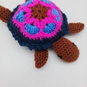 Soft Sea Turtle Doll, Pink and Purple African Flower Sea Turtle stuffed animal, handmade crochet sea turtle doll, Amigurumi sea turtle
