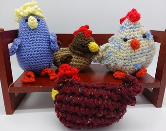 Plush Chicken, Soft chicken doll, handmade crocheted chicken - made to order