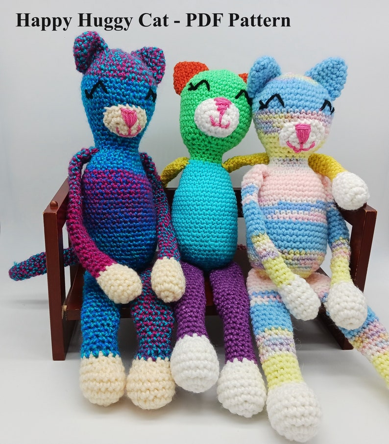 Pattern Only. Amigurumi Cat Crochet Pattern PDF, colorful cat pattern PDF, Cute cat crochet pattern image 1