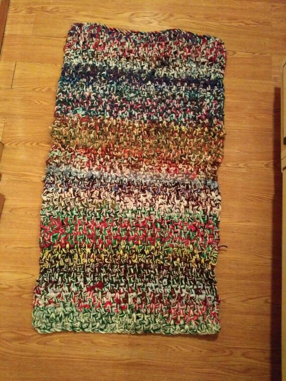 Rag Rug Rectangle Crocheted Multicolor S Yarn 35 Inches X 20 Soft And Squishy Ready To Ship