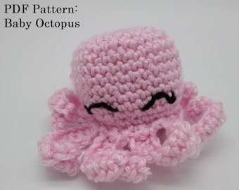 Crochet pattern for baby octopus, amigurumi octopus pattern, PDF Crochet pattern