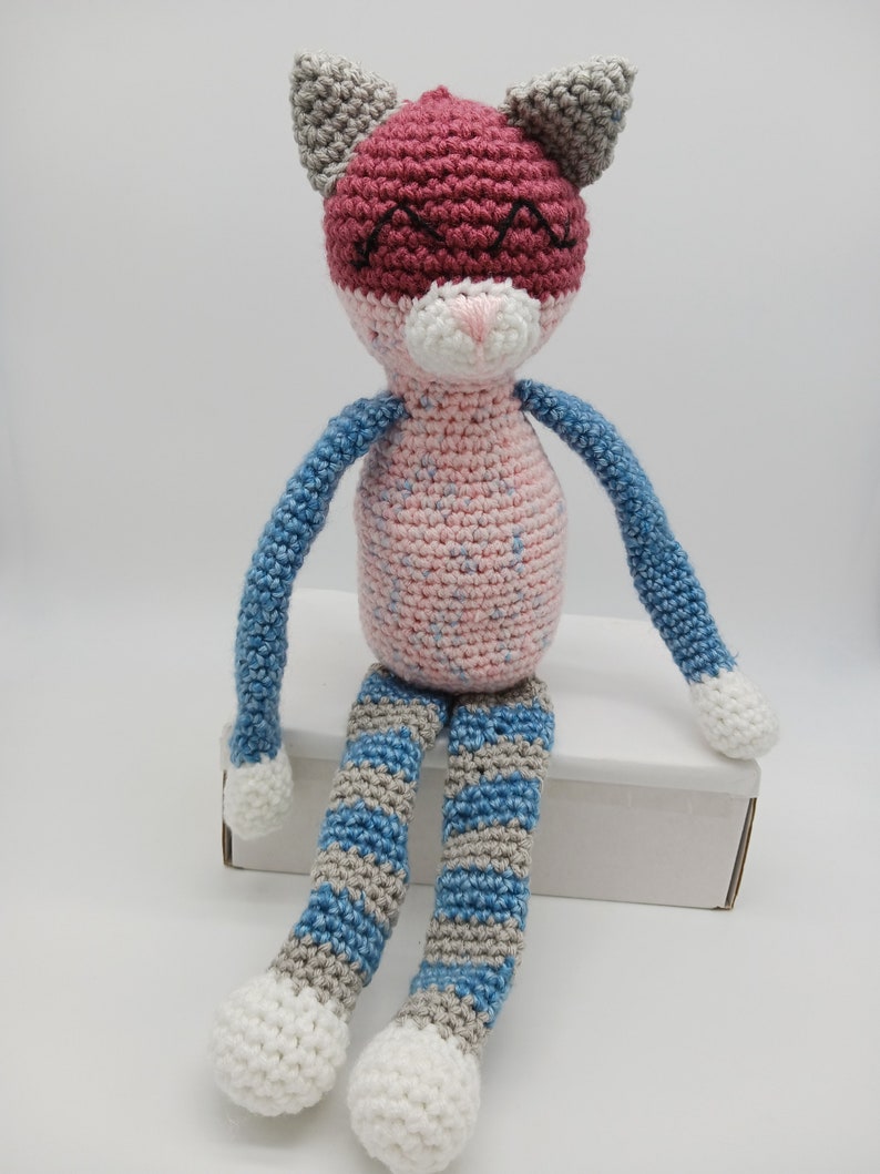 Pattern Only. Amigurumi Cat Crochet Pattern PDF, colorful cat pattern PDF, Cute cat crochet pattern image 2
