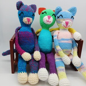 Pattern Only. Amigurumi Cat Crochet Pattern PDF, colorful cat pattern PDF, Cute cat crochet pattern image 3