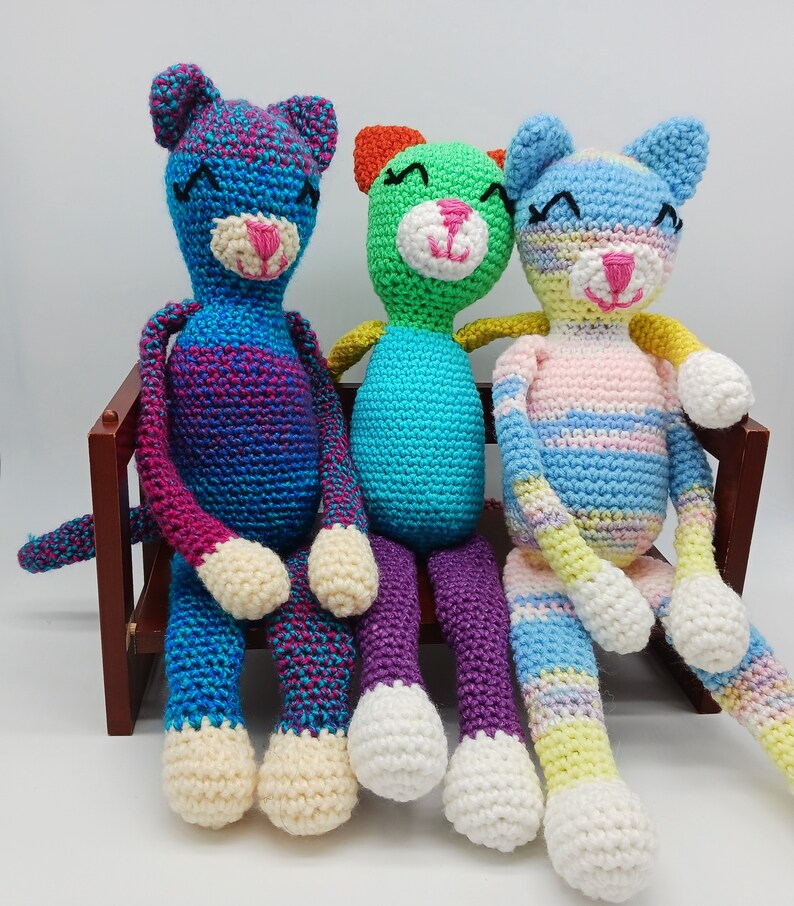 Pattern Only. Amigurumi Cat Crochet Pattern PDF, colorful cat pattern PDF, Cute cat crochet pattern image 3